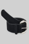 Felt Faux Leather Belt With Half Buckle