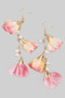 Paper Flower Drop Earrings With Pearl Accents