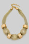 Gold Dipped Fabric Ccb And Ring Bandana Necklace