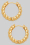 18K Gold Dipped Ripple Puff Hoop Earrings