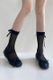 Sheer Calf Socks With Satin Bow