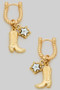 Boot And Cz Star Hoop Earrings