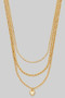 18K Gold Dipped Three Layered Chain Heart Pendant