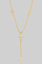 Y Drop Cutout And Cz Cross Charm Necklace