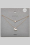 Layered Moon And Star Pendant Brass Necklace
