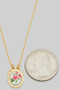 Dainty Rose Oval Pendant Necklace