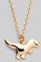 Dainty Brass T Rex Pendant Necklace