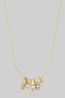 Five Charm Cz And Pearl Brass Chain Necklace