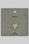Five Charm Cz And Pearl Brass Chain Necklace
