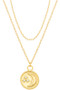 Crescent Moon Coin Pendant Layered Necklace
