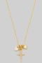 Ac Cross Cz Heart Rondelle Charm Necklace