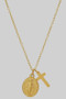 Stainless Steel Saint And Cross Pendant Necklace