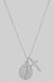 Stainless Steel Saint And Cross Pendant Necklace
