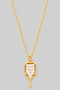 Brass Pickleball Cz Pave Pendant Necklace