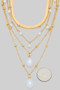 Five Layered Chain Necklace With Beads And Pearls