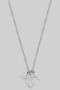 Oval Stone Cz Cross Three Charm Necklace