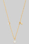 Brass Stone And Cz Dangle Charm Dainty Necklace 