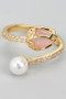 Stone Tulip Twist Ring With Cz And Pearl