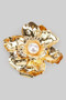 Textured Metal Flower Brooch With Pearl