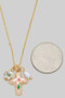 Color Flower Cross Ac Ceramic Charm Necklace