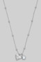 Hammered Heart And Cz Charm Ball Chain Necklace
