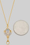Cz Color Stone And Pearl Pendant Necklace