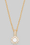 Round Cz Pave Pendant Brass Necklace