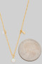 Brass Stone And Cz Dangle Charm Dainty Necklace 