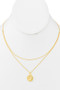 Crescent Moon Coin Pendant Layered Necklace