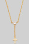 14 Gold Dipped Cross Y Drop Cz Necklace