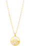 Gold Cz Sunset Disk Pendant Necklace