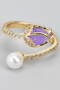 Stone Tulip Twist Ring With Cz And Pearl