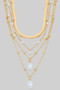 Five Layered Chain Necklace With Beads And Pearls
