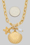 Shell Starfish And Fwp Toggle Chain Necklace