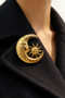 Stainless Steel Sun And Moon Brooch Pin
