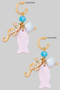 Marbled Acrylic Fish Seahorse Cz Charm Hoops