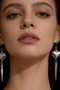 Stainless Steel Heart And Spike Drop Earrings