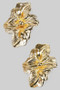 Brass Flower Post Drop Earrings
