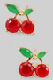 Adorable Brass Cherry Studs With Zircon Stones