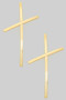 Curved Brass Cross Drop Earrings