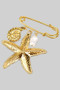 Stainless Steel Brooch Pin Starfish And Pearl Char