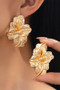 Brass Flower Post Drop Earrings