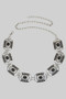 Stone Studded Rectangle Concho Chain Belt