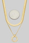 18K Gold Dipped Layered Snake Chain Circle Pendant
