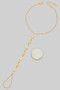 Shell Pearl Linear Brass Hand Chain Bracelet
