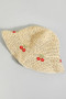 Raffia Woven Cherry Accent Bucket Hat