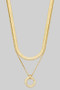 18K Gold Dipped Layered Snake Chain Circle Pendant