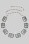 Scalloped Rectangle Stone Link Chain Belt
