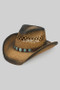 Aged Two Tone Cowboy Hat Tq Stone On Faux Leather 