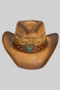 Vented Vintage Cowboy Straw Hat W Aztec Sheild